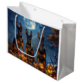 Doberman Halloween Spooky Groot Cadeauzakje (Voorkant Gekanteld)
