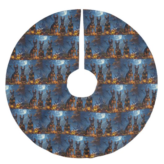 Doberman Halloween Spooky Kerstboom Rok (Voorkant)