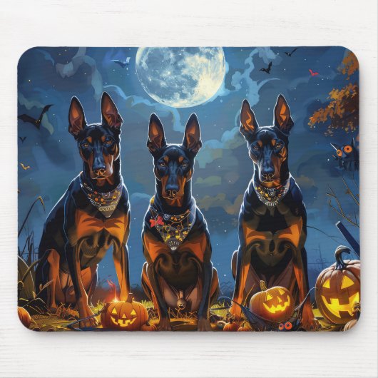 Doberman Halloween Spooky Muismat (Voorkant)