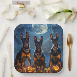 Doberman Halloween Spooky Papieren Bordje