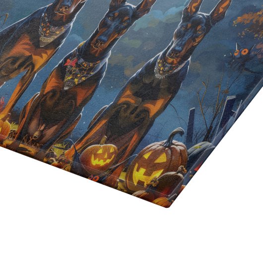 Doberman Halloween Spooky Snijplank (Hoek)