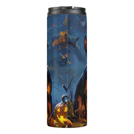 Doberman Halloween Spooky Thermosbeker (Achterkant)