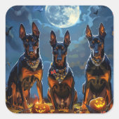 Doberman Halloween Spooky Vierkante Sticker (Voorkant)