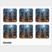 Doberman Halloween Spooky Vierkante Sticker (Vel)