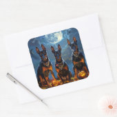 Doberman Halloween Spooky Vierkante Sticker (Envelop)