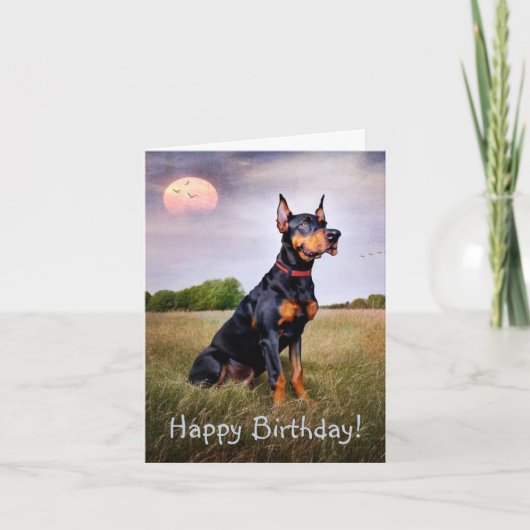 Doberman Happy Birthday Kaart (Voorkant)