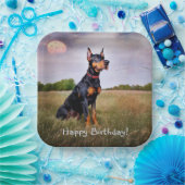 Doberman Happy Birthday Papieren Bordje (Feest)