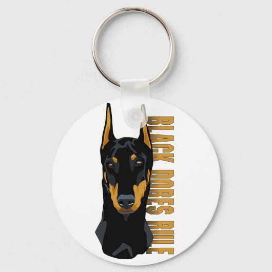 Doberman Head, Black Dobes Rule Sleutelhanger (Voorkant)
