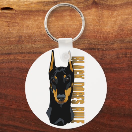 Doberman Head, Black Dobes Rule Sleutelhanger (Voorkant)