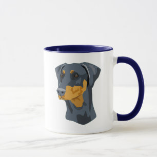 Doberman Head, Blue, Uncropped Mok