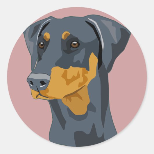 Doberman Head, Blue, Uncropped Ronde Sticker (Voorkant)