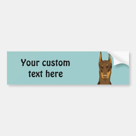 Doberman Head, Red Bumpersticker (Voorkant)