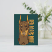 Doberman Head, Red Dobes Rule Briefkaart (Staand voorkant)
