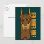 Doberman Head, Red Dobes Rule Briefkaart (Voorkant / Achterkant)