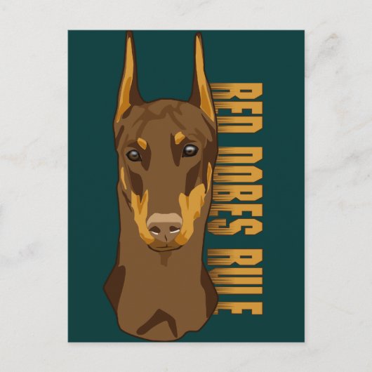 Doberman Head, Red Dobes Rule Briefkaart (Voorkant)