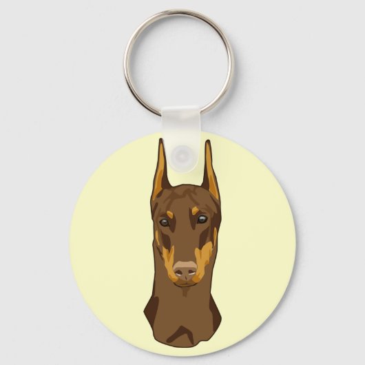 Doberman Head, Red Sleutelhanger (Voorkant)