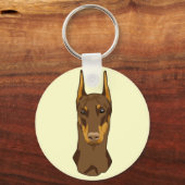 Doberman Head, Red Sleutelhanger (Voorkant)
