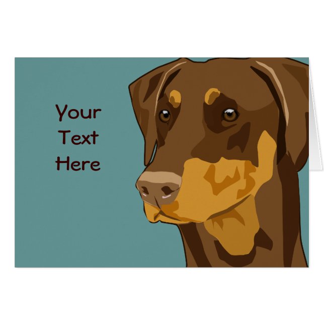 Doberman Head, Rood, niet gekraakt (Voorkant Horizontaal)