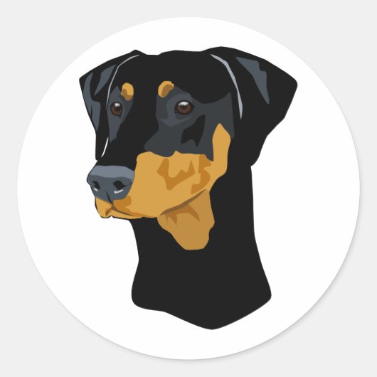 Doberman Head, zwart, onbebouwd Ronde Sticker (Voorkant)