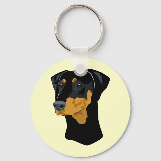 Doberman Head, zwart, onbebouwd Sleutelhanger (Voorkant)