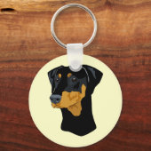 Doberman Head, zwart, onbebouwd Sleutelhanger (Voorkant)