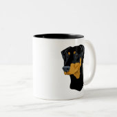 Doberman Head, zwart, onbebouwd Tweekleurige Koffiemok (Voorkant rechts)