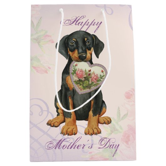 Doberman Heart Mama Medium Cadeauzakje (Voorkant)