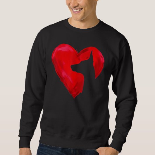 Doberman Heart silhouette Valentine's Day Dog Love Trui (Voorkant)