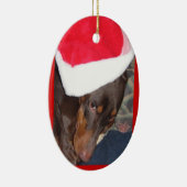 Doberman (Hero) in Santa Hat Keramisch Ornament (Rechts)