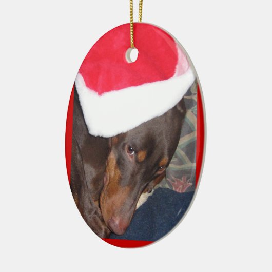 Doberman (Hero) in Santa Hat Keramisch Ornament (Links)