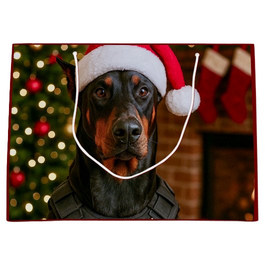 Doberman Holiday Card Groot Cadeauzakje (Voorkant)