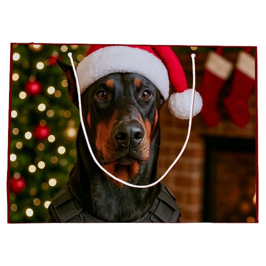 Doberman Holiday Card Groot Cadeauzakje (Achterkant)