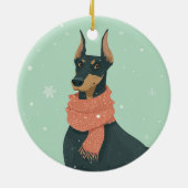 Doberman Holiday Keepsake Keramisch Ornament (Achterkant)