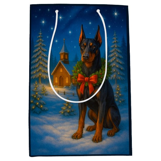 Doberman Holiday  Medium Cadeauzakje (Voorkant)