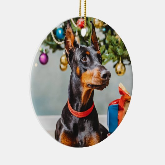 Doberman Holiday Ornment Keramisch Ornament (Rechts)