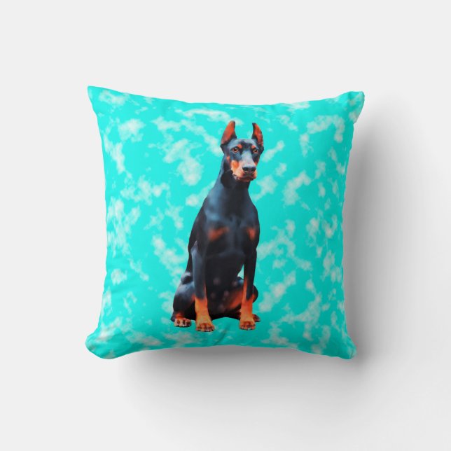 Doberman Hond Art Portret Kussen (Voorkant)