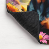 Doberman Hond, Bloemen en Bergscène Muismat (Hoek)