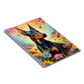 Doberman Hond, Bloemen en Bergscène Notitieboek (Rechterzijde)