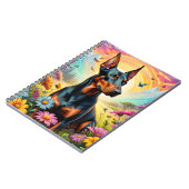 Doberman Hond, Bloemen en Bergscène Notitieboek (Linkerzijde)