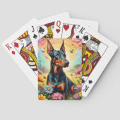 Doberman Hond, Bloemen en Bergscène Pokerkaarten (Achterkant)
