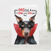 Doberman Hond Grappig Graaf HondCula Halloween Feestdagen Kaart (Voorkant)