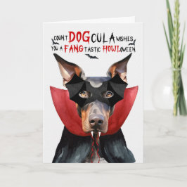 Doberman Hond Grappig Graaf HondCula Halloween Feestdagen Kaart