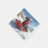 Doberman hond in slee laat het sneeuwen Kerstmis Servet (Hoek)