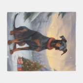 Doberman Hond in Sneeuw Kerstmis Fleece Deken (Voorkant (Horizontaal))