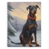Doberman Hond in Sneeuw Kerstmis Notitieboek (Voorkant)