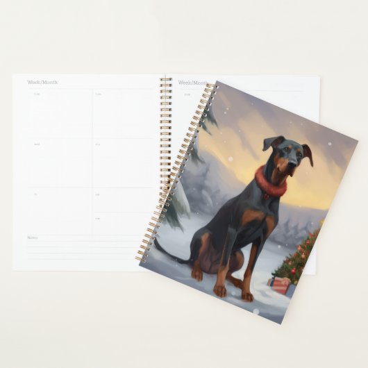 Doberman Hond in Sneeuw Kerstmis Planner (Display)