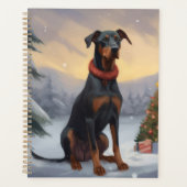 Doberman Hond in Sneeuw Kerstmis Planner (Voorkant)