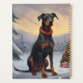 Doberman Hond in Sneeuw Kerstmis Planner (Achterkant)