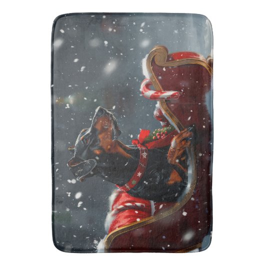 Doberman Hond Kerstfeest Badmat (Voorkant Verticaal)