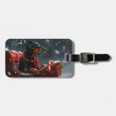 Doberman Hond Kerstfeest Bagagelabel (Voorkant horizontaal)